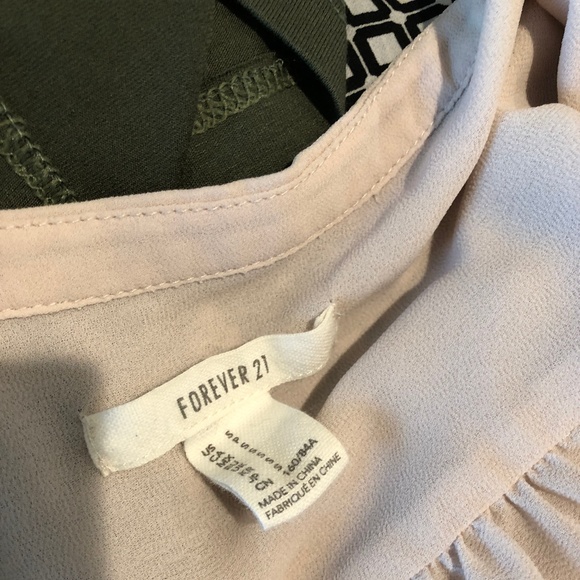 SOLD! Forever 21 Long Sleeve Tan Blouse - Picture 4 of 4